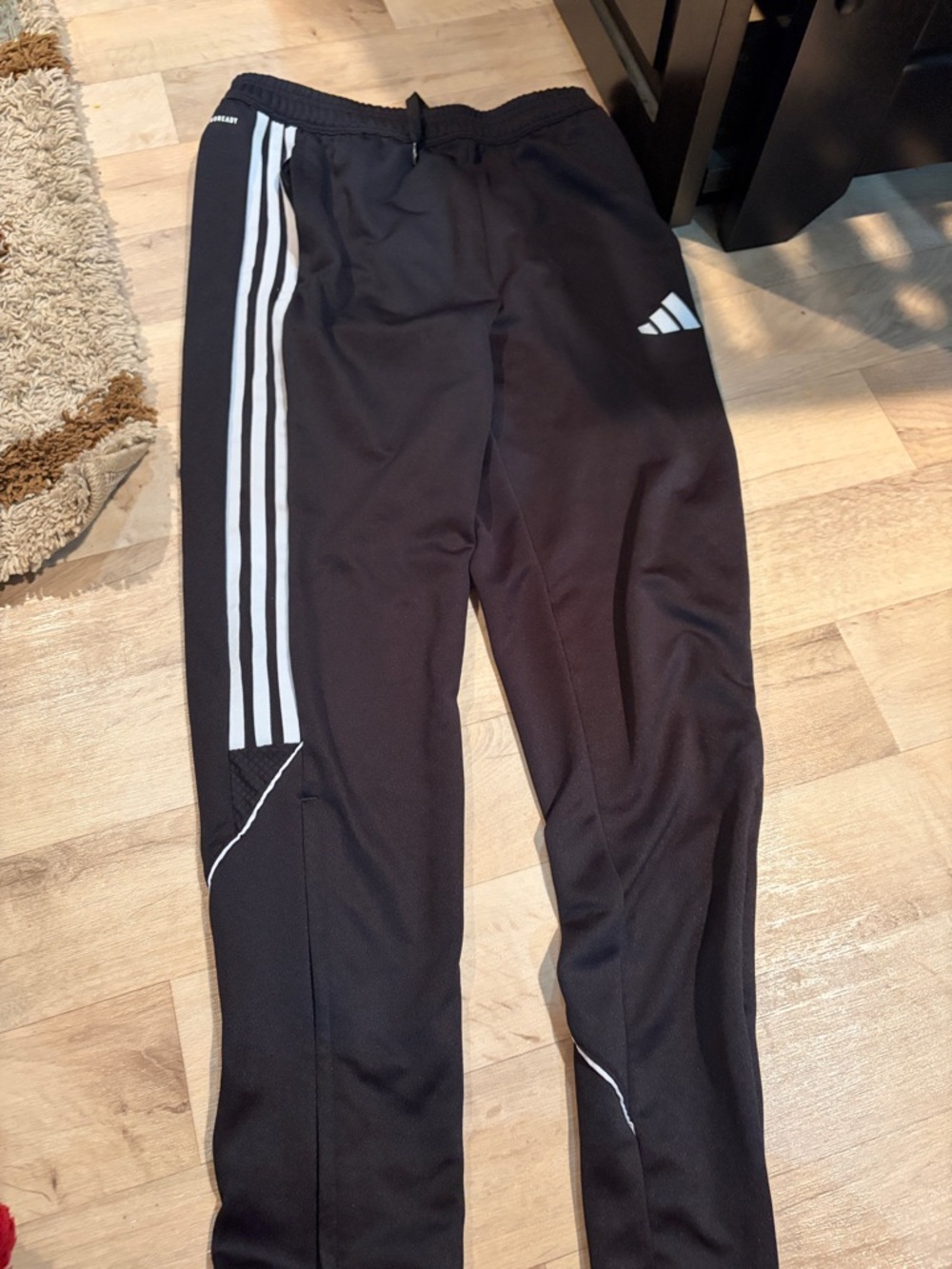 adidas Black Jogger Pants with White Side Stripes
